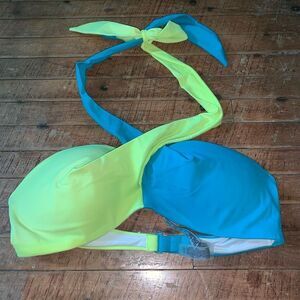 Victoria’s Secret blue & yellow halter tie neck S bikini top